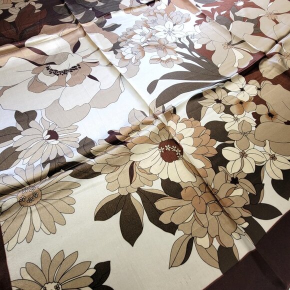 Dark Brown Floral Square Scarf  NEW - Picture 7 of 7